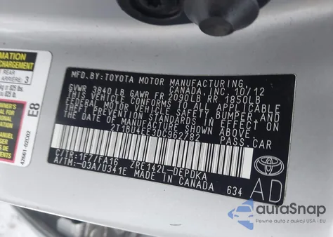 2013 Toyota Corolla L from USA, damaged, VIN 2T1BU4EE3DC962782